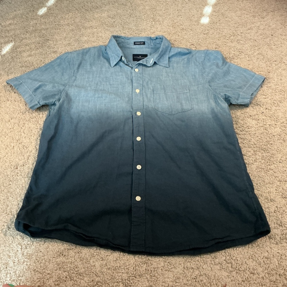 American Eagle Ombré Shirt Casual Coastal Everyday Basic Preppy Easter Spring M